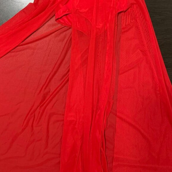 Balera Performance Red Lace Plunge Maxi Dress Dance Costume SA (Adult Small) - Picture 3 of 4
